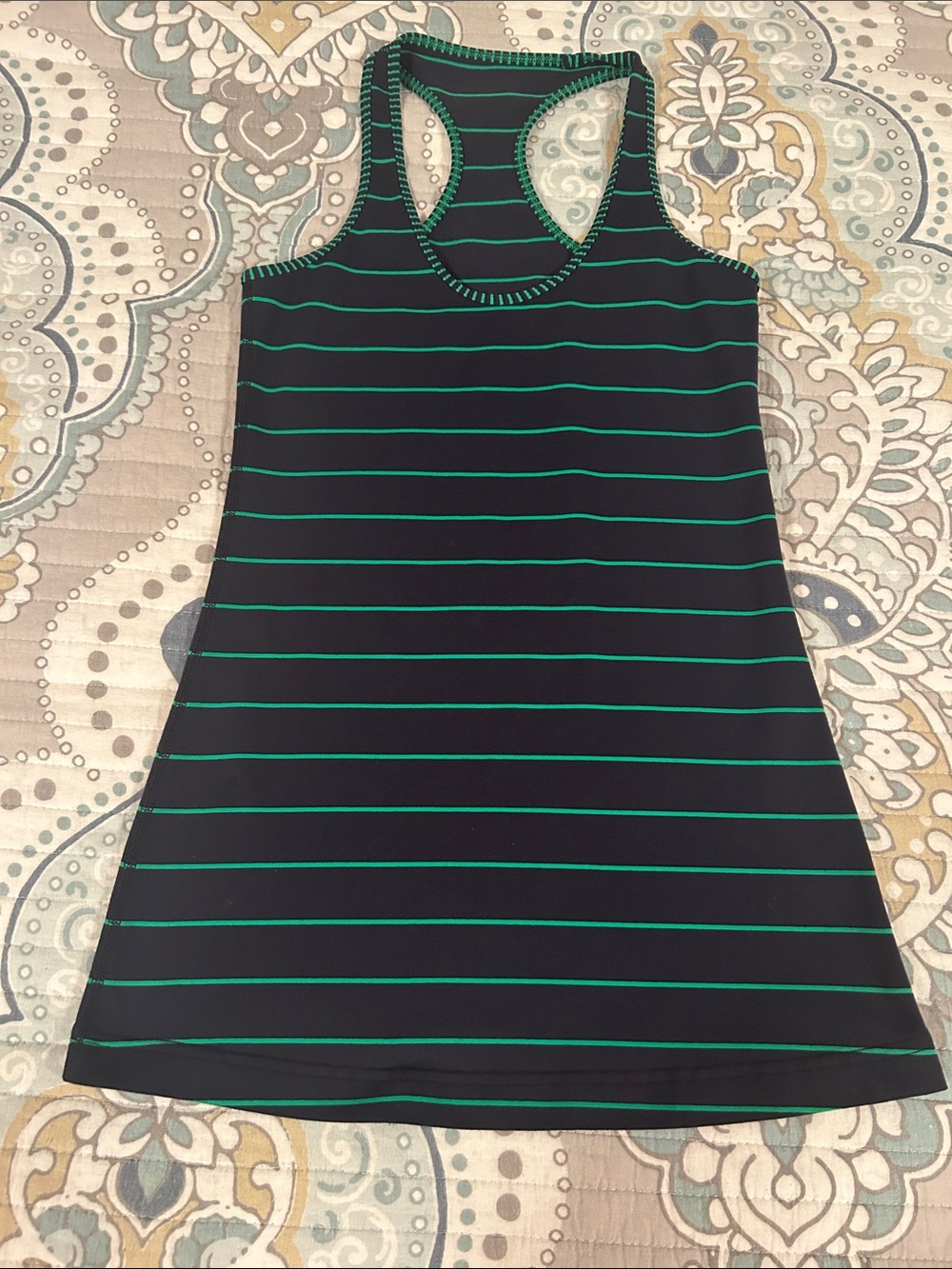 lululemon athletica Navy and Green Racerback Tank with Stripes